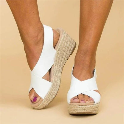 Xiadani | Women's wedge sandals with crossover straps | Summer