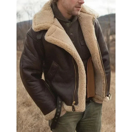 Alpha | Leather flight jacket with warm sherpa lining Sustainable leather