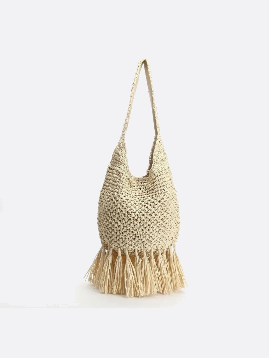 Fringed Straw Hobo Bag – Lightweight Boho Style for Summer