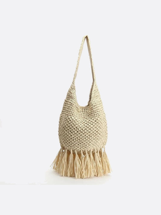 Fringed Straw Hobo Bag – Lightweight Boho Style for Summer