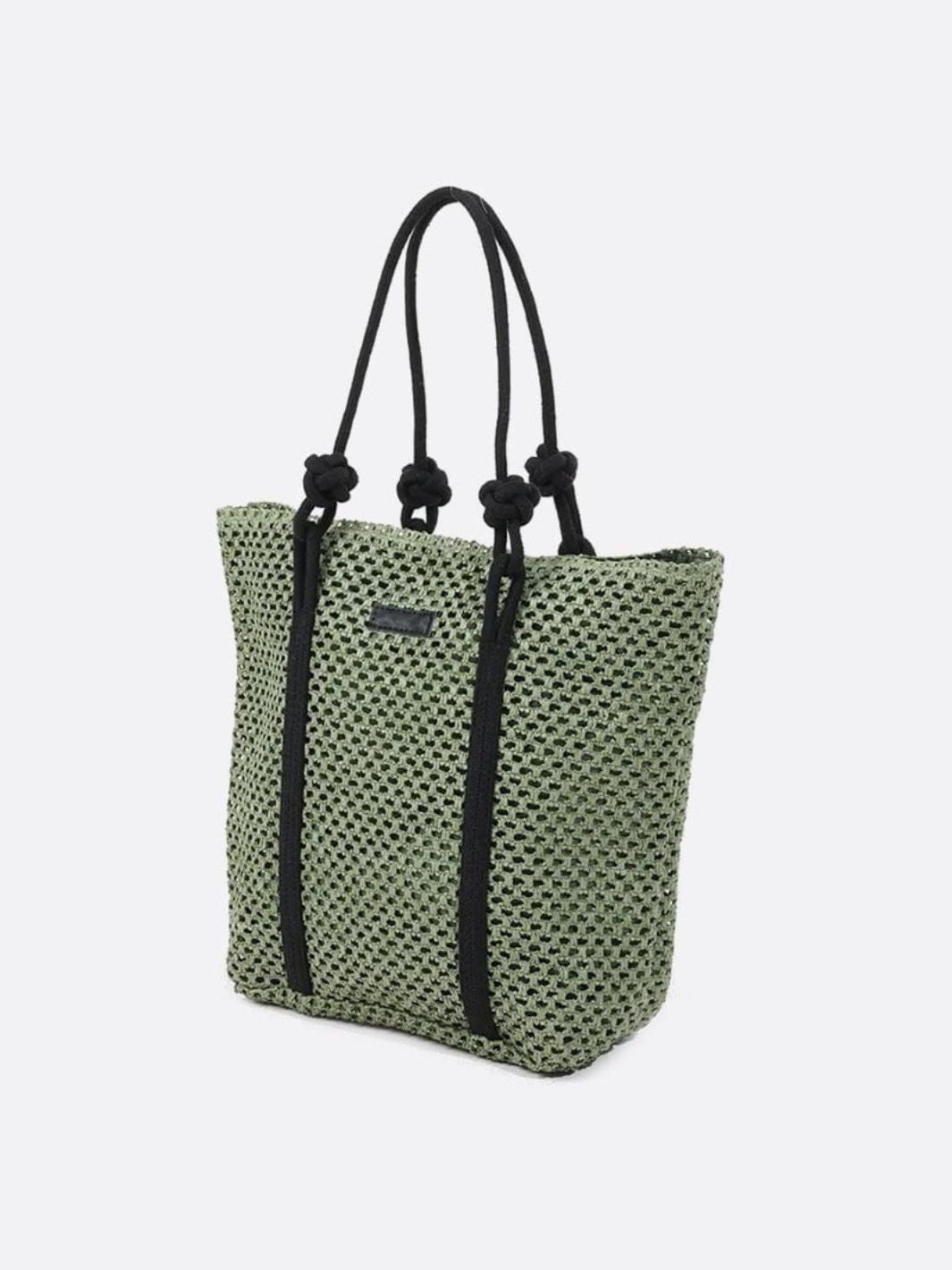 Large Woven Straw Tote Bag with Rope Handles