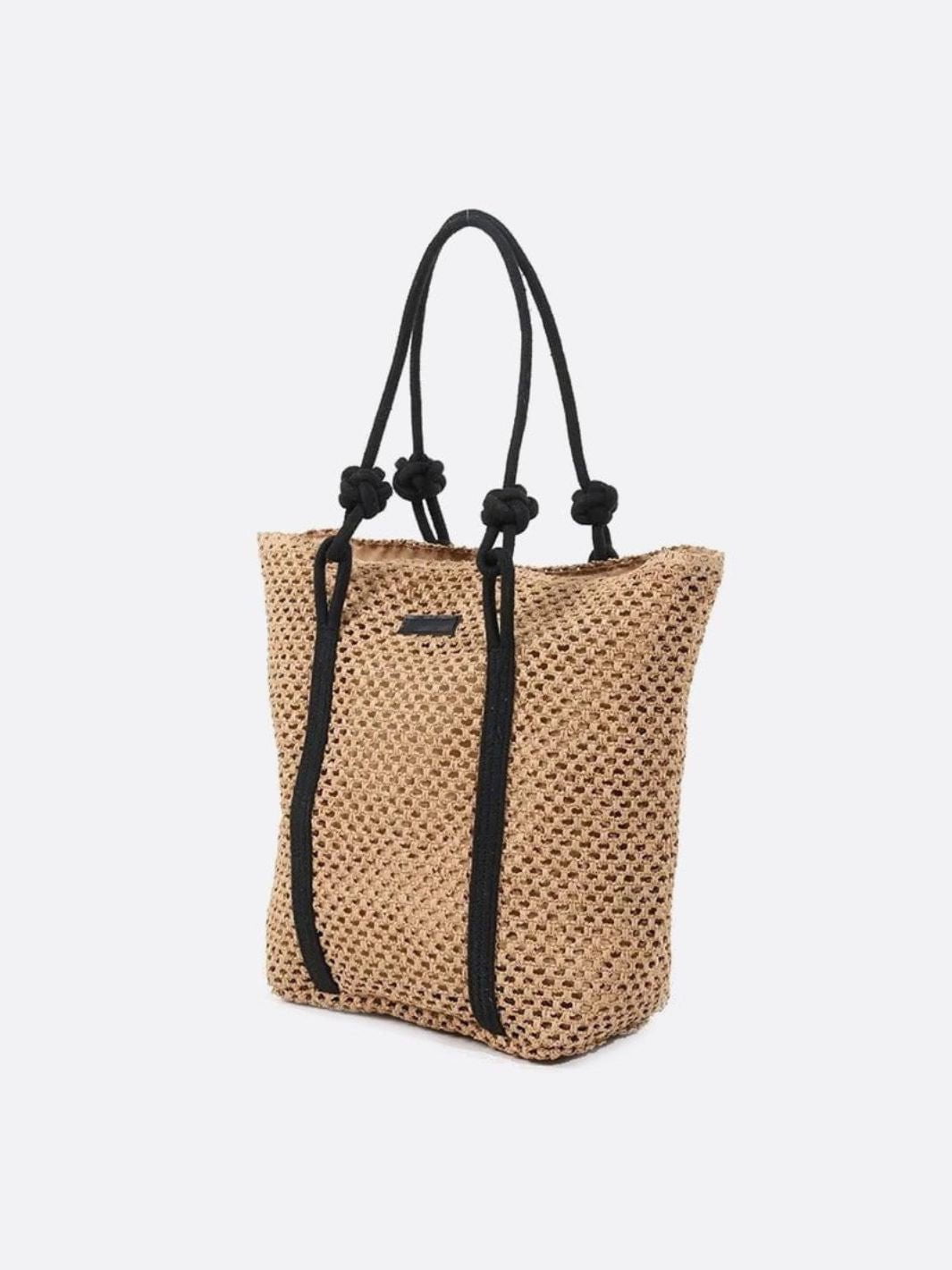 Large Woven Straw Tote Bag with Rope Handles