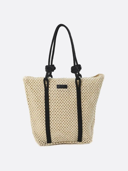 Large Woven Straw Tote Bag with Rope Handles