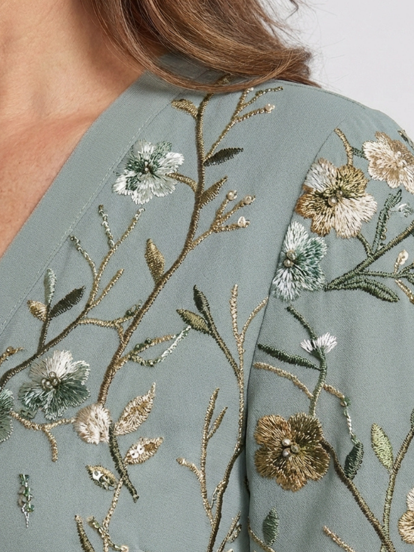 Evadne - Embroidered V-neck maxi dress