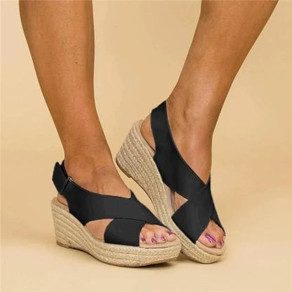 Xiadani | Women's wedge sandals with crossover straps | Summer