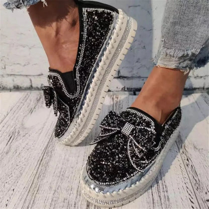 Shiny platform loafers with a bow | Insa™