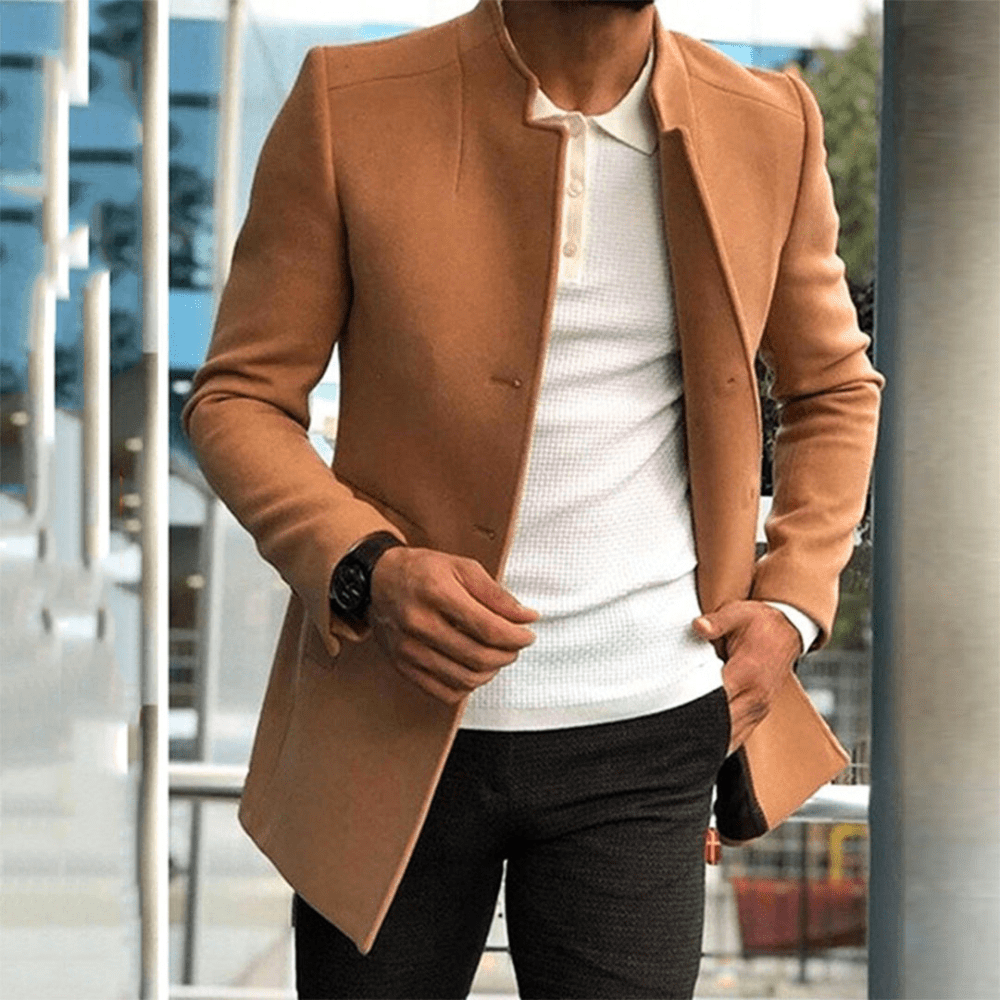 Men's Jacket | Men's Button-Up Trench Coat | Smart Casual Jacket
