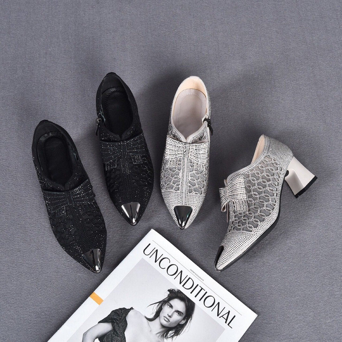 Luna - Side-Zip Block Heel Shoes