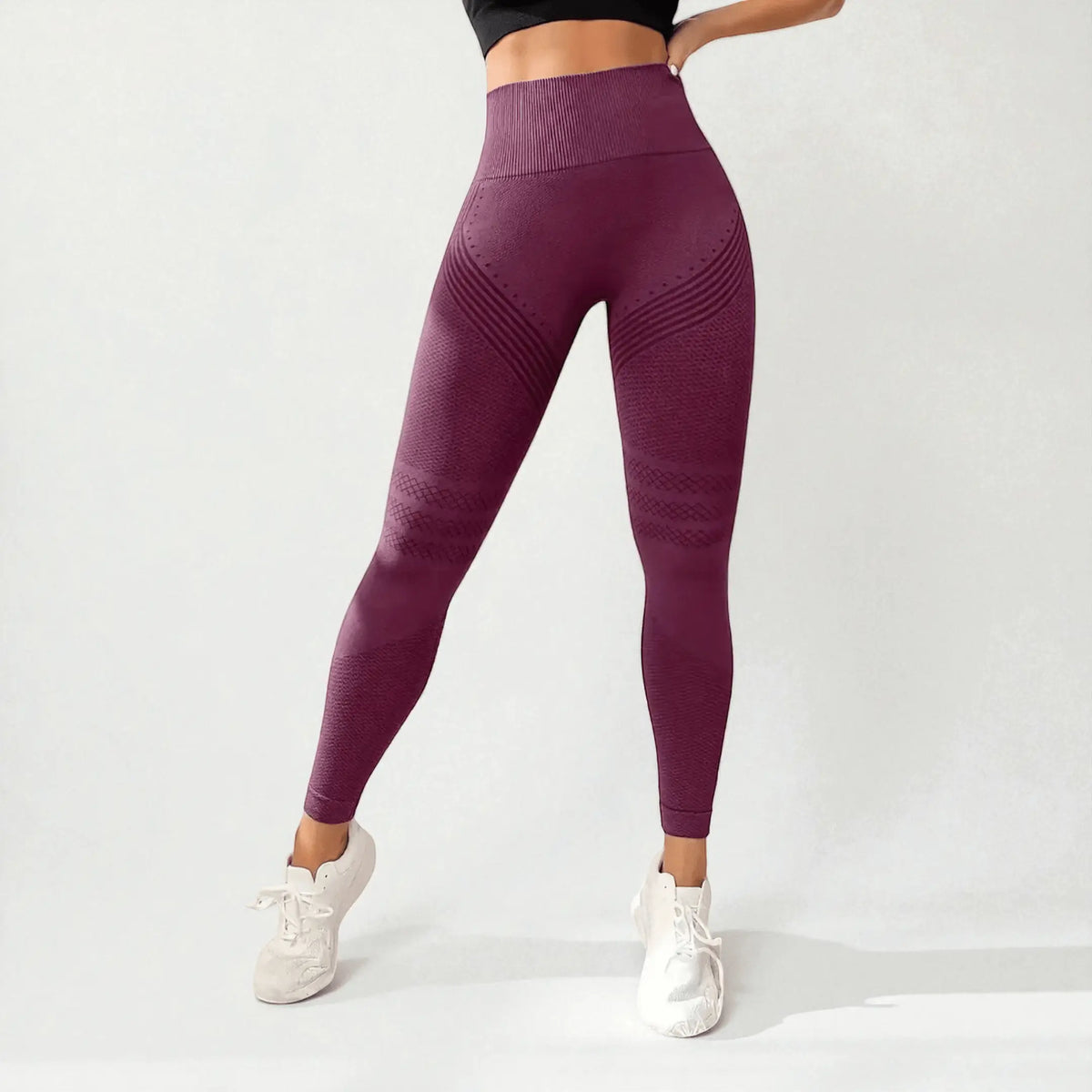 3D Press Leggings - Dark Red