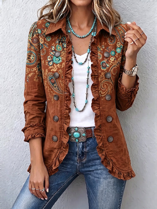 Bohemian paisley print ruffle jacket