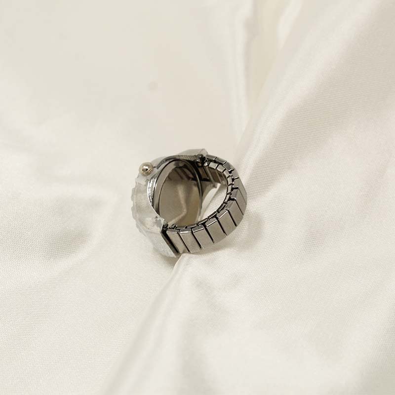 Silver heart watch ring