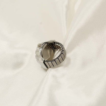 Silver heart watch ring