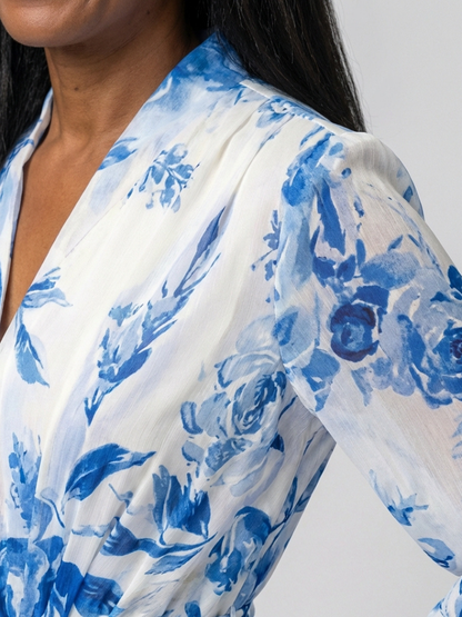 Loli - Long floral print dress with long sleeves