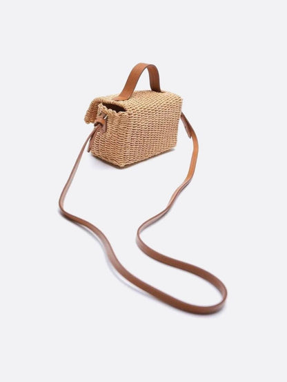 Woven Rope Handbag with Twist Lock – Natural Chic Style