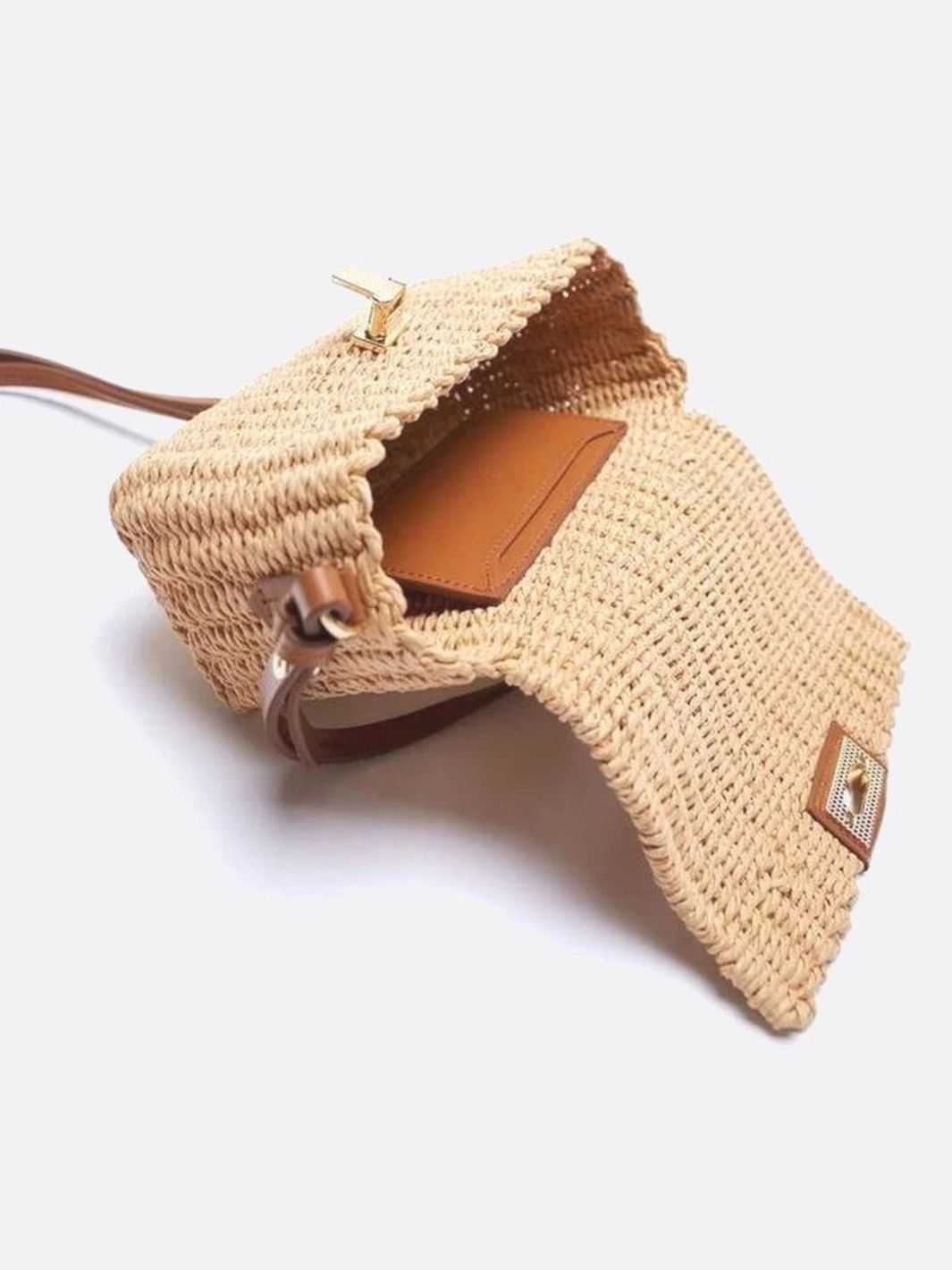 Woven Rope Handbag with Twist Lock – Natural Chic Style