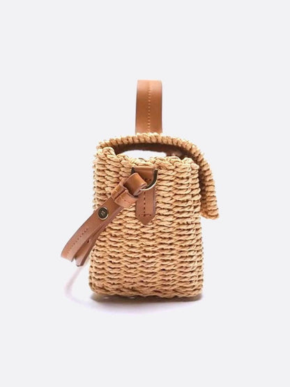 Woven Rope Handbag with Twist Lock – Natural Chic Style