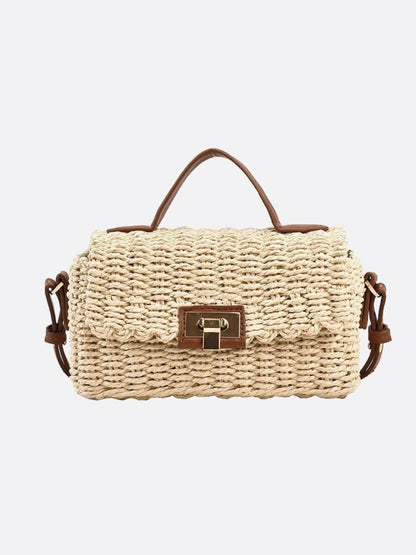 Woven Rope Handbag with Twist Lock – Natural Chic Style