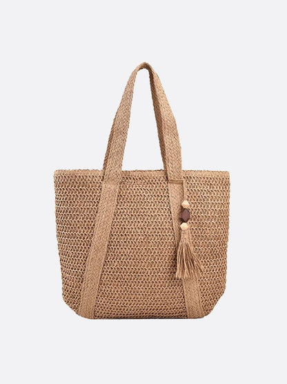 Straw Tote Bag with Tassel Detail – Artisanal Summer Shopper