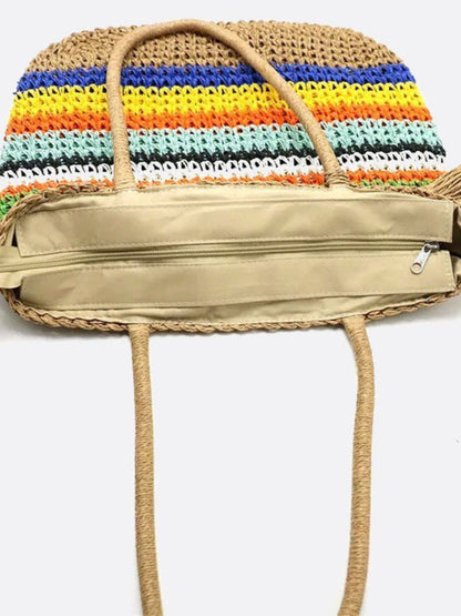 Multicolor Striped Shopper Bag with Tassels