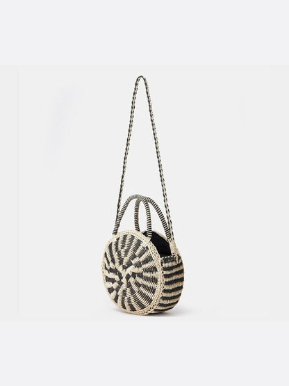 Round Straw Bag with Strap – Artisan Boho-Style Design