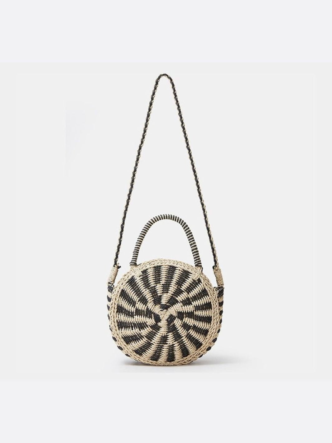 Round Straw Bag with Strap – Artisan Boho-Style Design