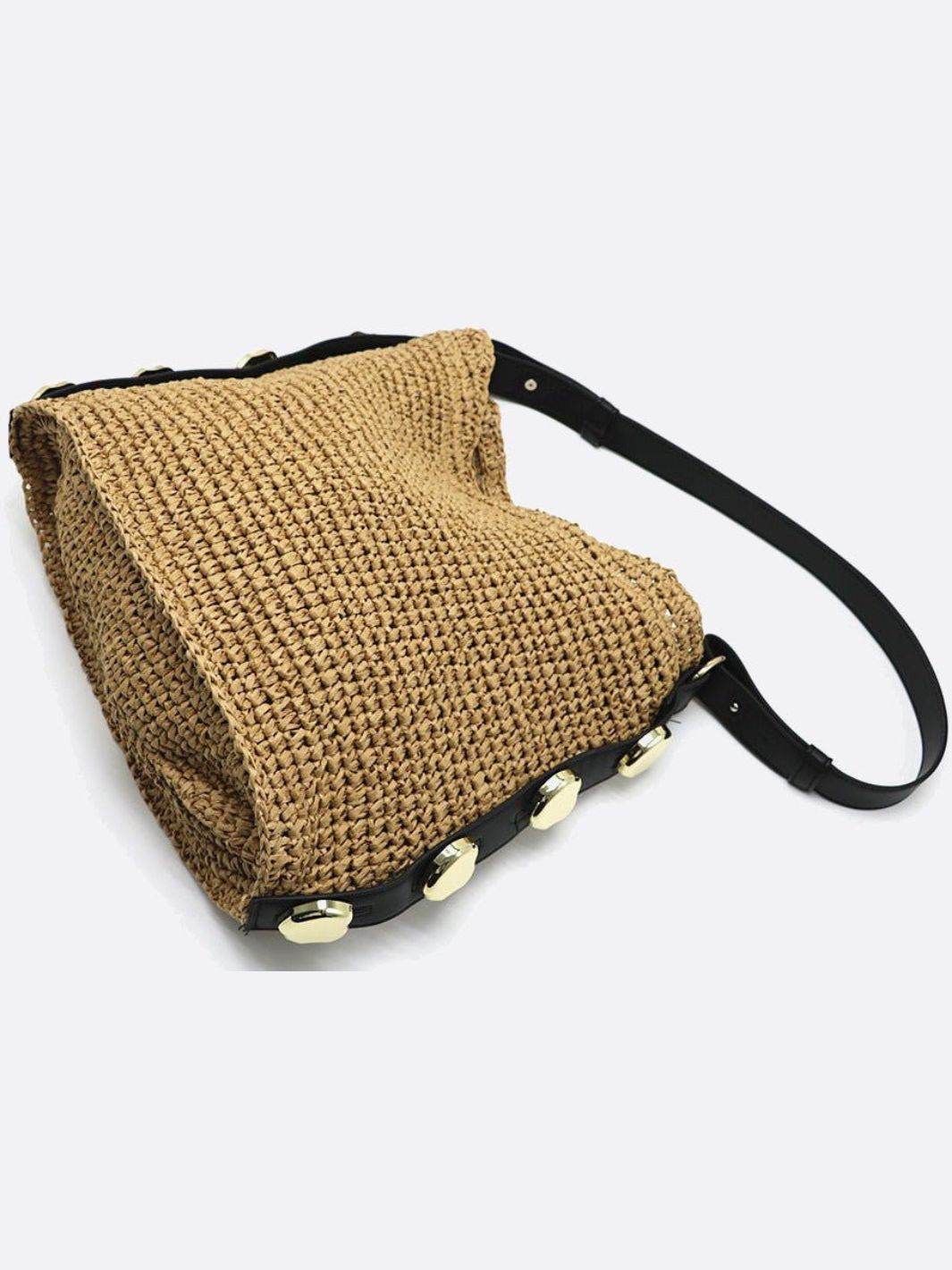 Straw Shoulder Bag with Leather Strap – Natural Urban Style