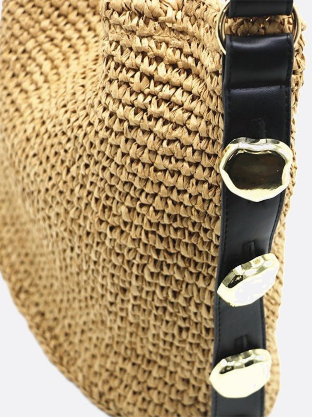 Straw Shoulder Bag with Leather Strap – Natural Urban Style