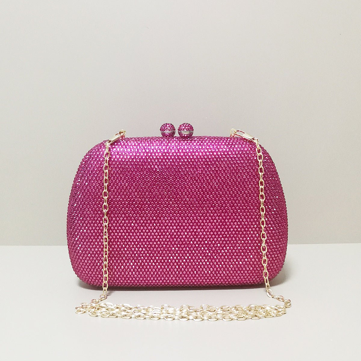 Fuchsia Crystal Clutch – Modern and Sparkling Handbag for Parties and Evening Events