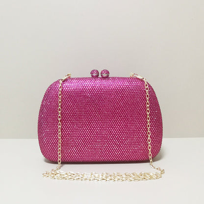 Fuchsia Crystal Clutch – Modern and Sparkling Handbag for Parties and Evening Events