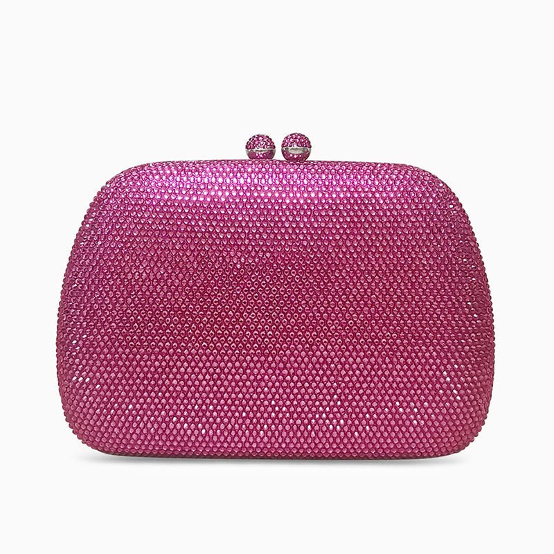 Fuchsia Crystal Clutch – Modern and Sparkling Handbag for Parties and Evening Events