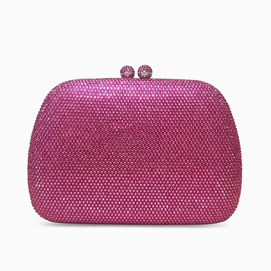Fuchsia Crystal Clutch – Modern and Sparkling Handbag for Parties and Evening Events