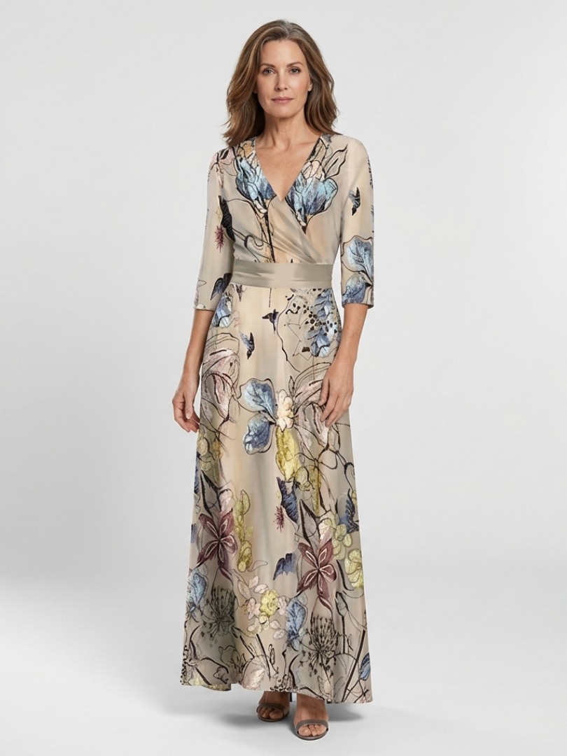 Margaret | Floral print wrap maxi dress