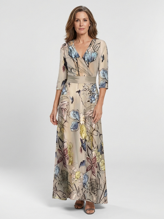Margaret | Floral print wrap maxi dress