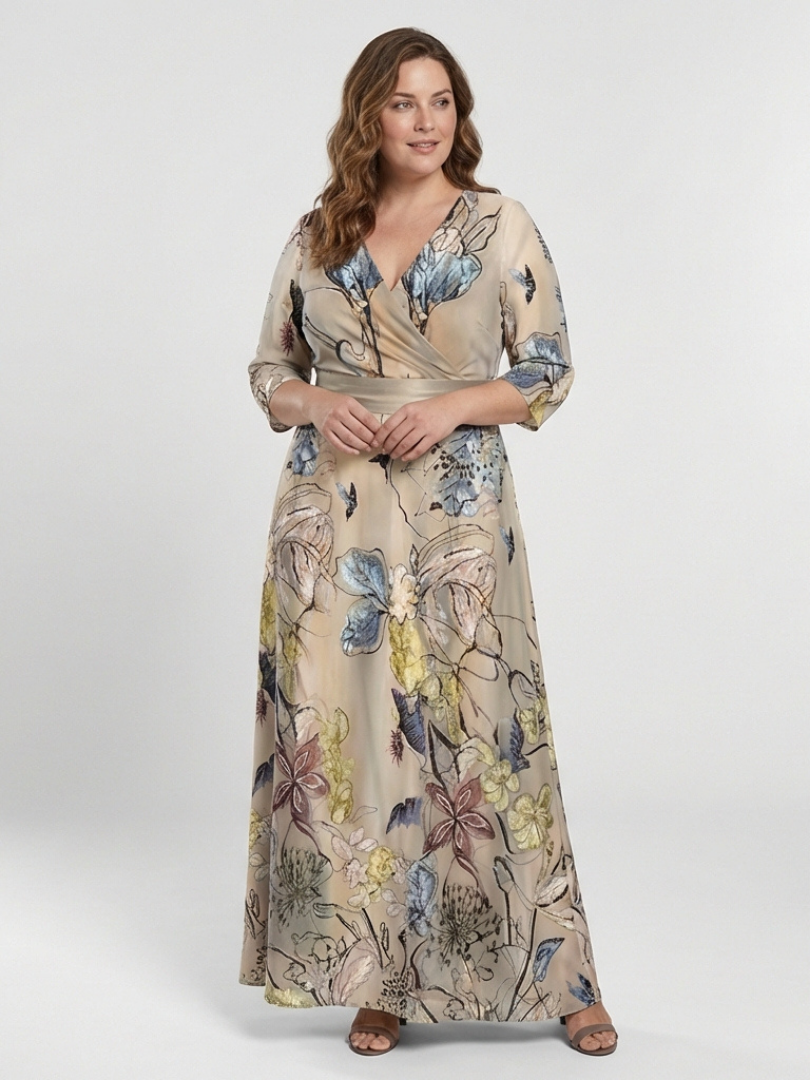 Margaret | Floral print wrap maxi dress