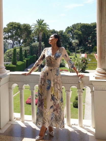 Margaret | Floral print wrap maxi dress
