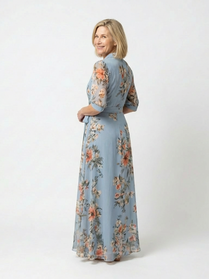 Elowe | Floral print maxi dress with V-neck