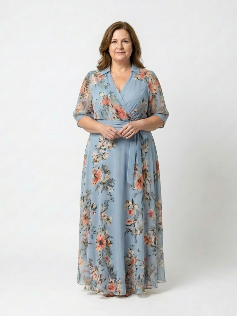 Elowe | Floral print maxi dress with V-neck
