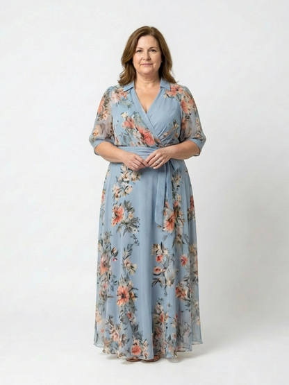 Elowe | Floral print maxi dress with V-neck