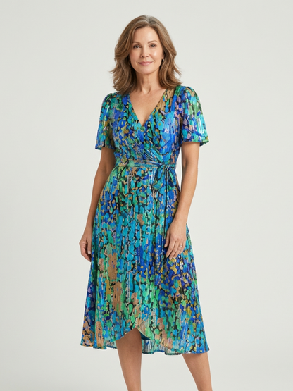 Zafrina | Abstract print midi dress