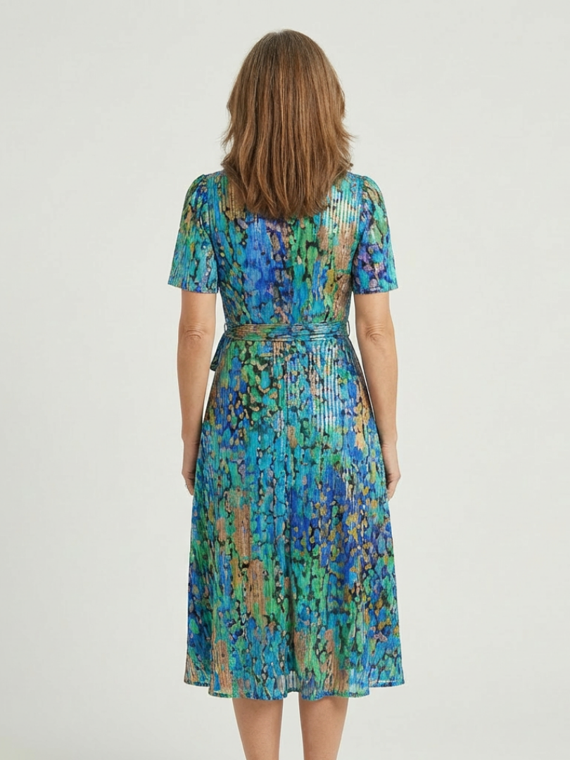 Zafrina | Abstract print midi dress