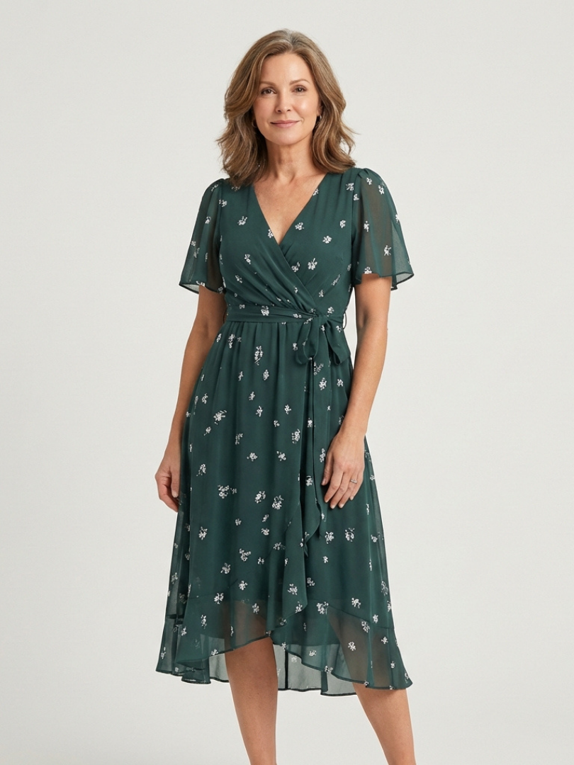 Zafrina | Abstract print midi dress