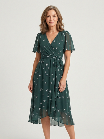 Zafrina | Abstract print midi dress