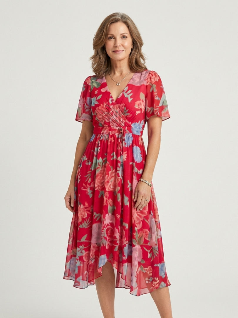 Zafrina | Abstract print midi dress