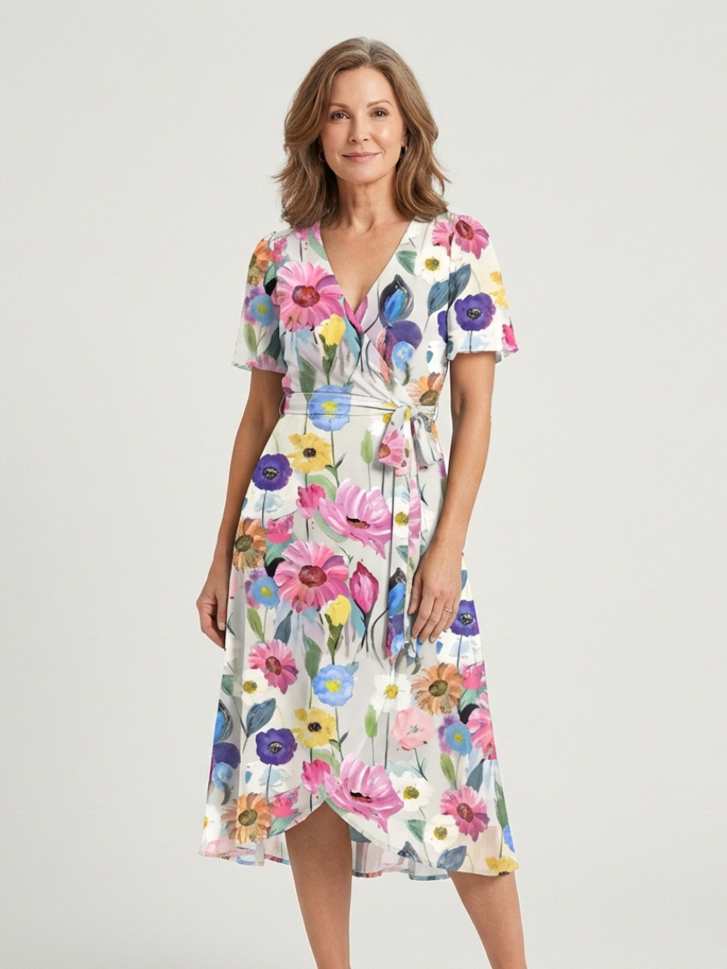 Zafrina | Abstract print midi dress