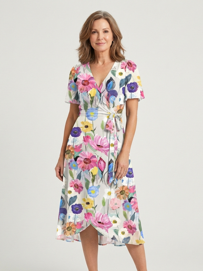 Zafrina | Abstract print midi dress